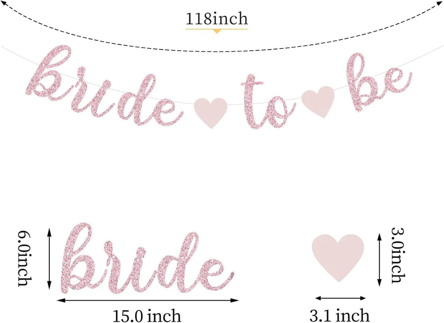 Kits Bride To Be Banner Garland / Pink White Rose-gold / Set of 17