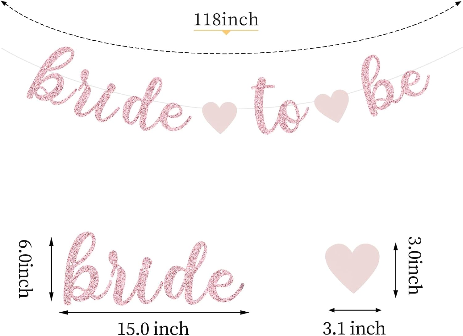 Kits Bride To Be Banner Garland / Pink White Rose-gold / Set of 17