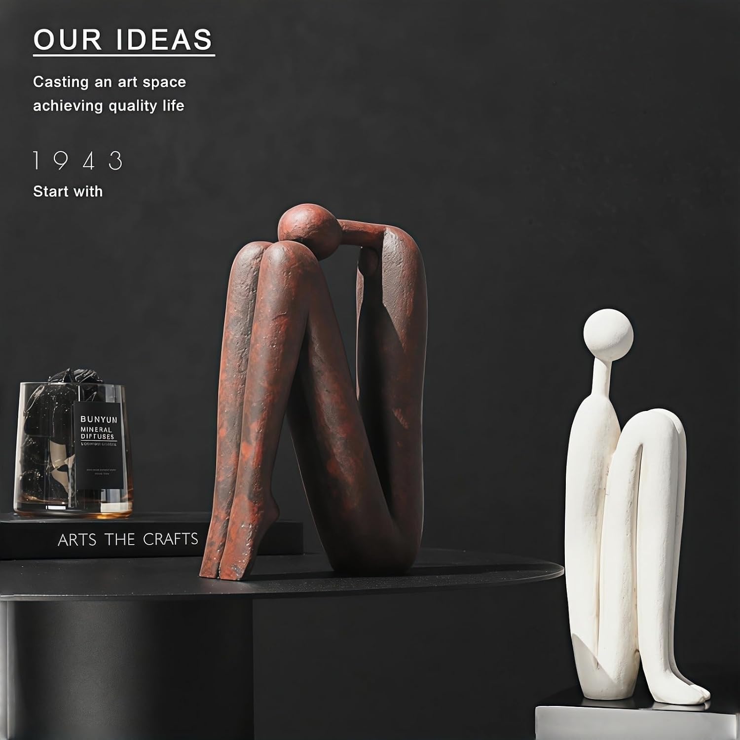 Abstract Thinker Modern Minimalist Decorative Sculpture Bookends / A2