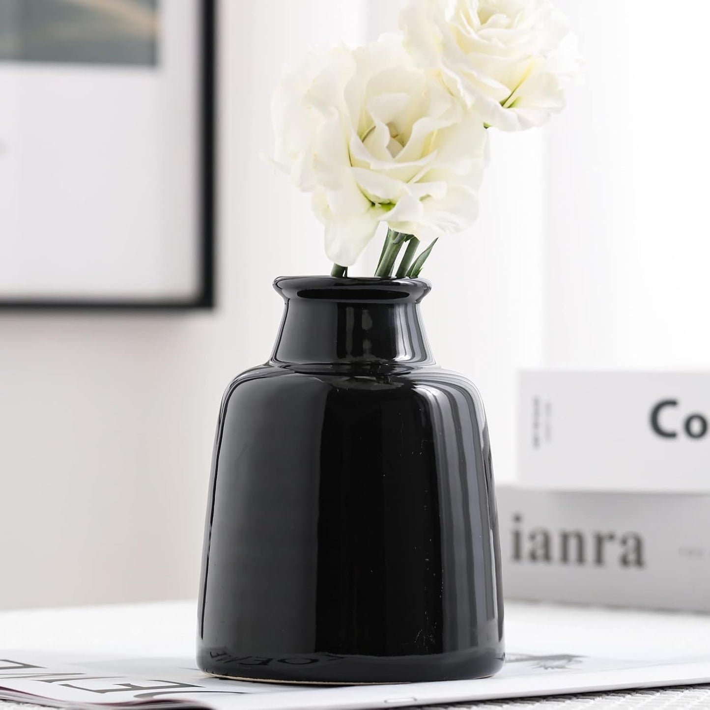 Black Small Vase for Modern Home Decor / 3 Vase Set- Black / Set of 3