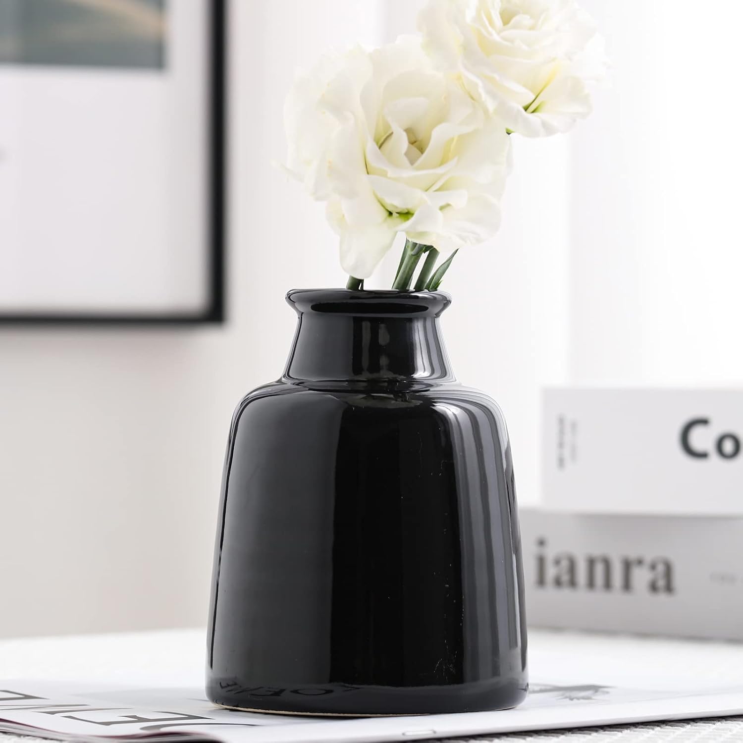 Black Small Vase for Modern Home Decor / 3 Vase Set- Black / Set of 3