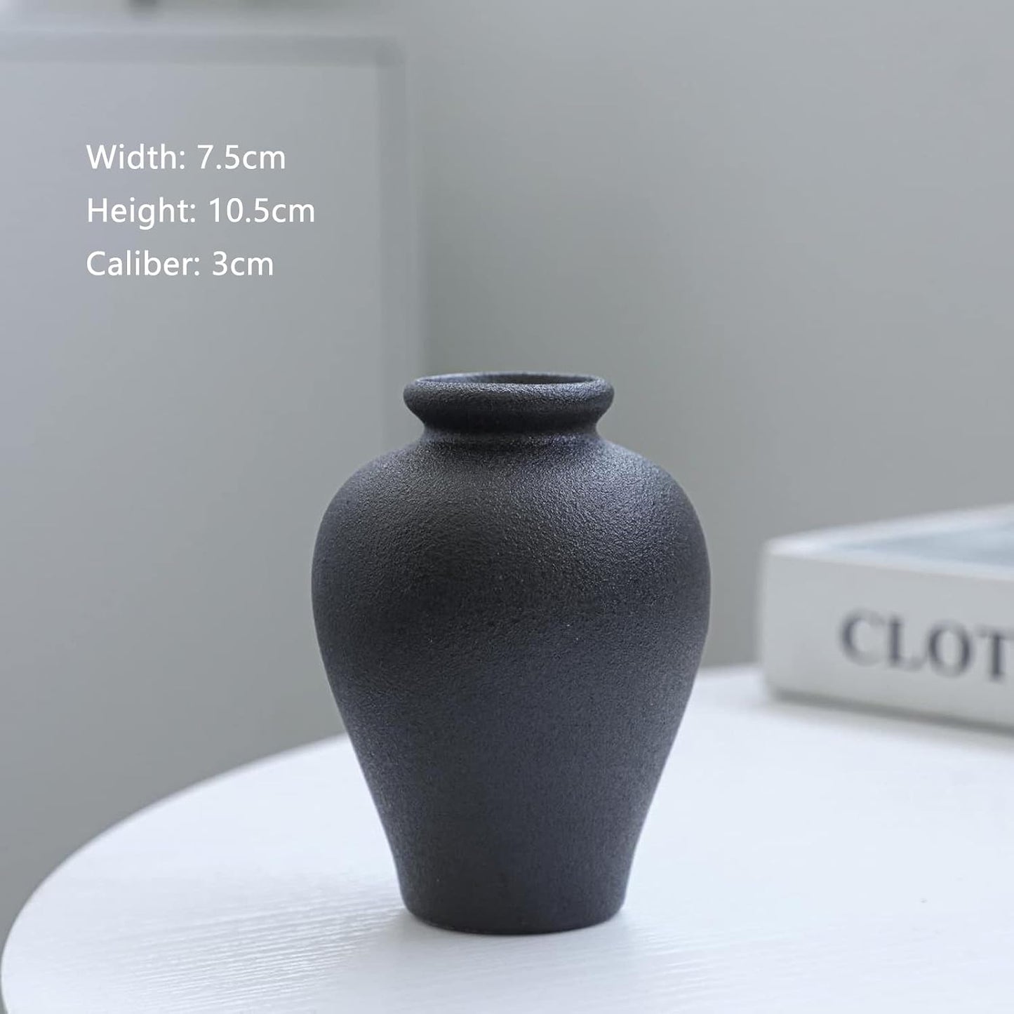 Ceramic Vase / Mini Decorative Vases for Rustic Weddings & Home Decor / Black / Set of 5