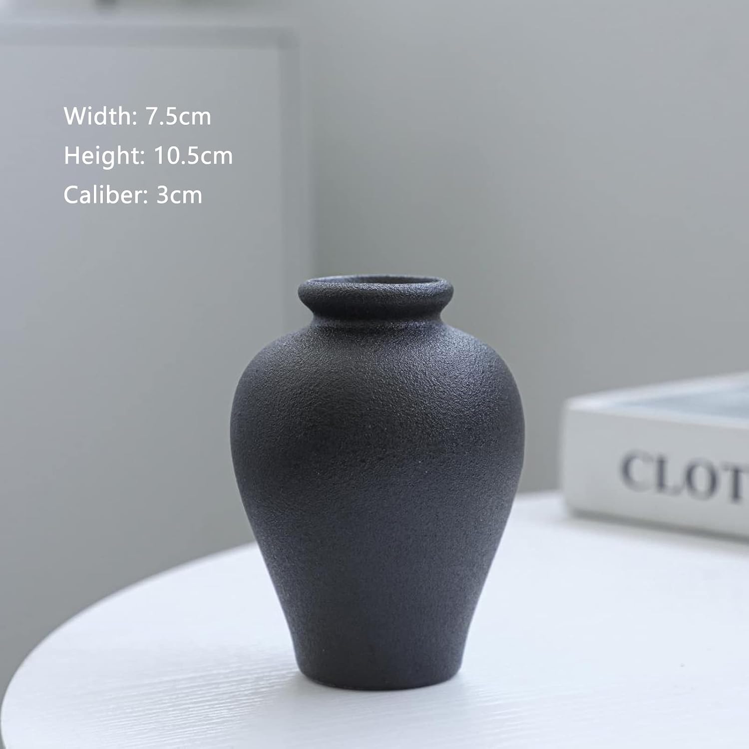 Ceramic Vase / Mini Decorative Vases for Rustic Weddings & Home Decor / Black / Set of 5