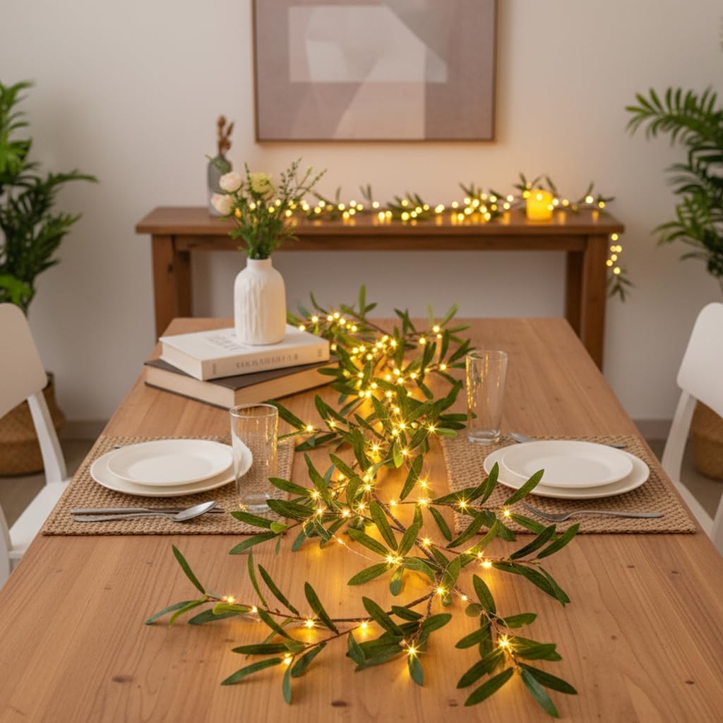 Lighted Artificial Olive Garland / 6 Inch