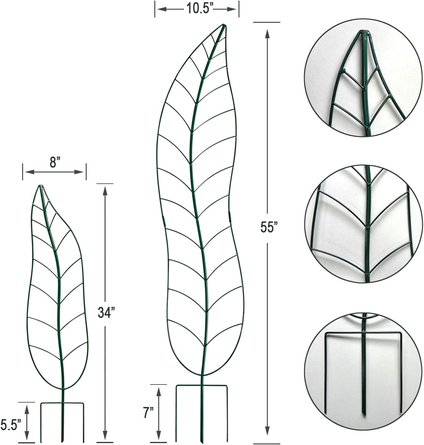 Garden Trellis Plant Support Trellis Green Leaf Trellis Garden Decoration for Climbing Vines Floral Metal Trellis Set