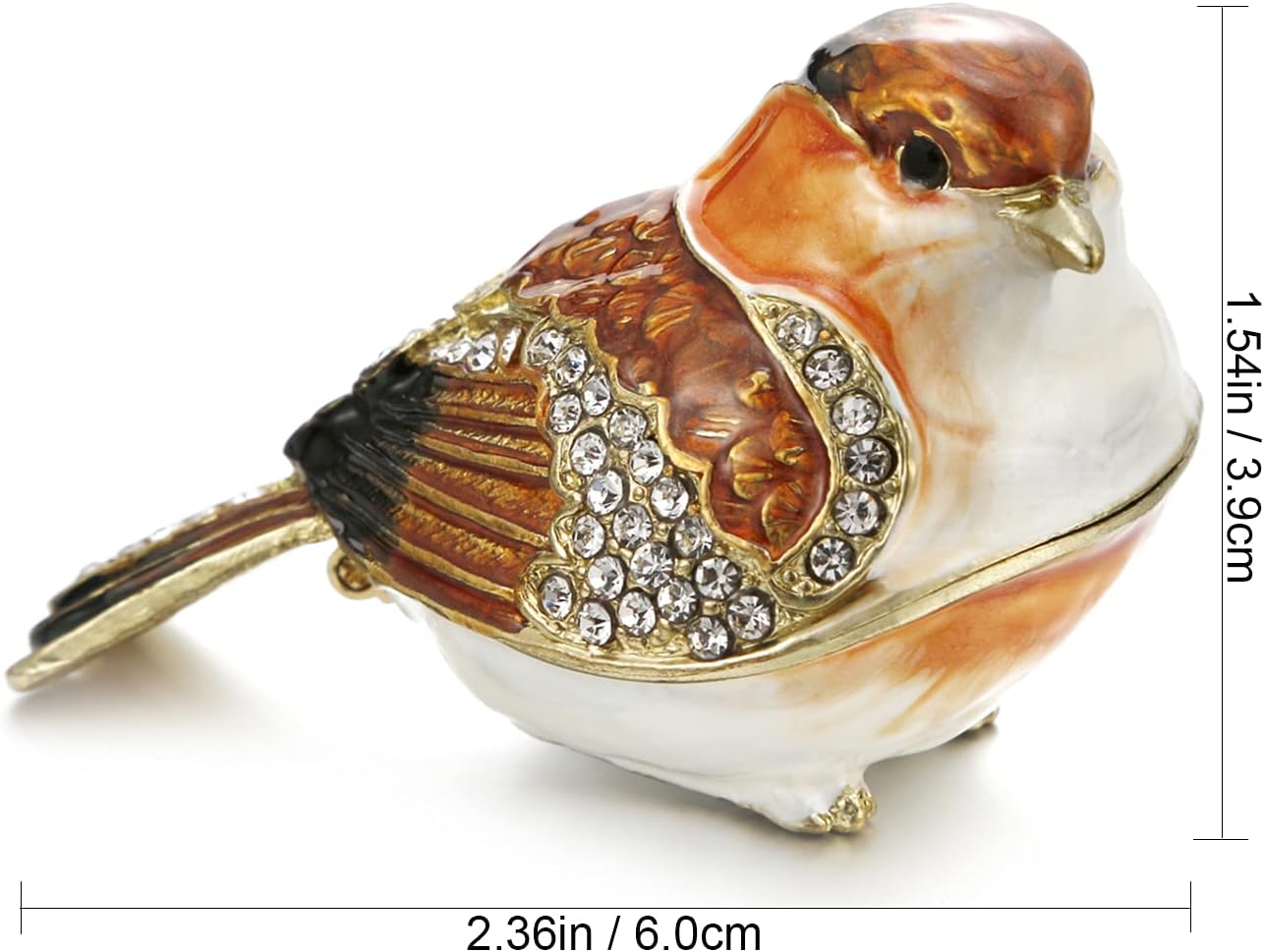 Unique Figurine / Hinged Jewelry Organizer for Ring Earrings / Gold Finch