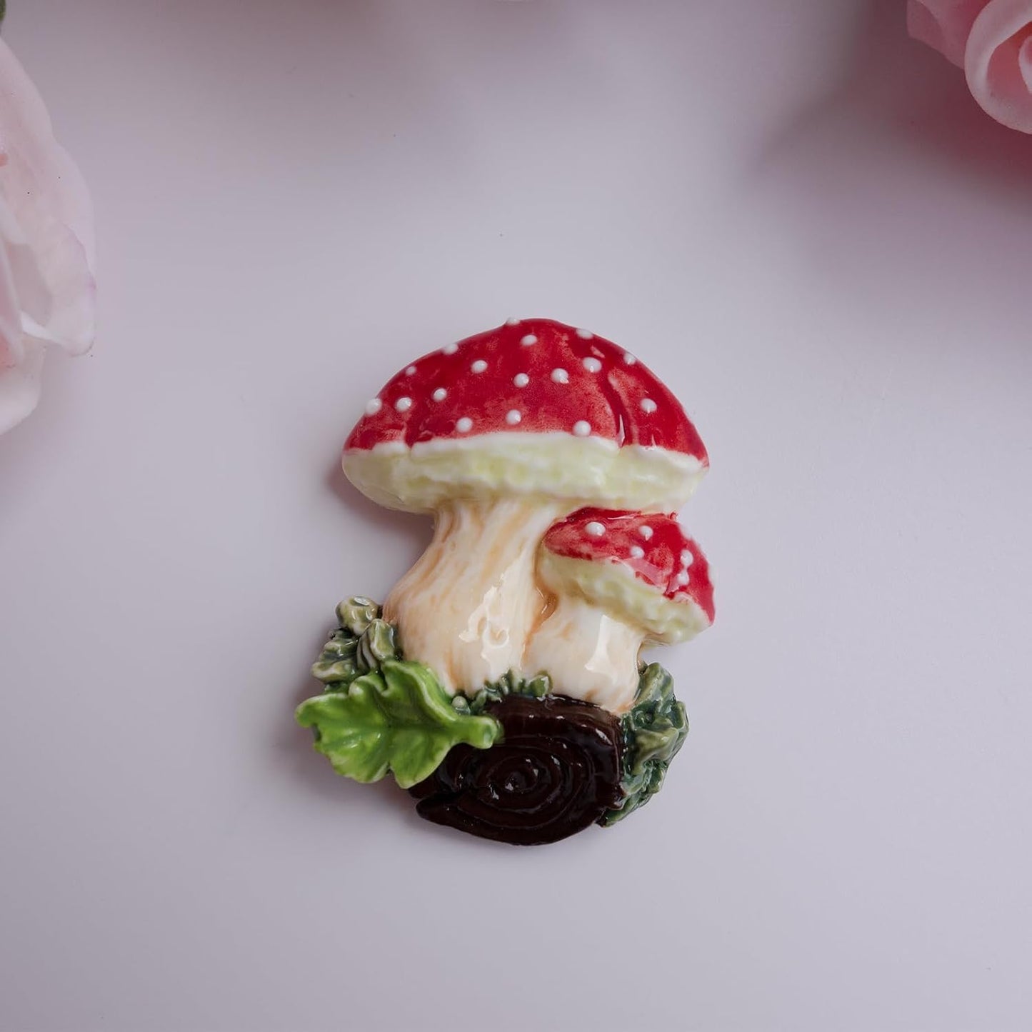Handmade 3D Ceramic Decor / Mushroom / Red