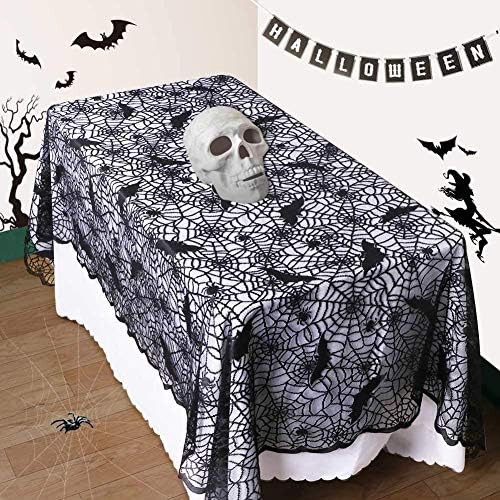 Rectangular Halloween Tablecloth, Halloween Bat Spider Web Tablecloth Decor