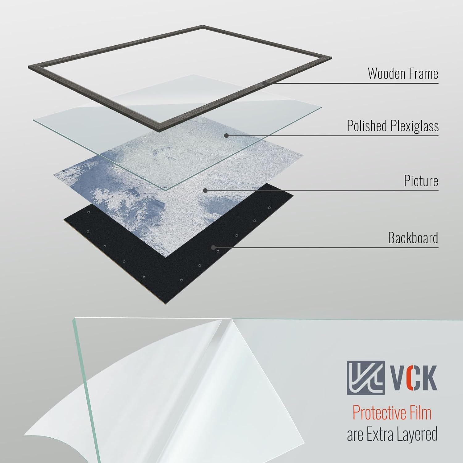 VCK 16x20 Frames Grey 4 Pack, Wide Thick Wood Border, for Poster/Prints | Exclusive Woodgrain, Wall Hanging, HD