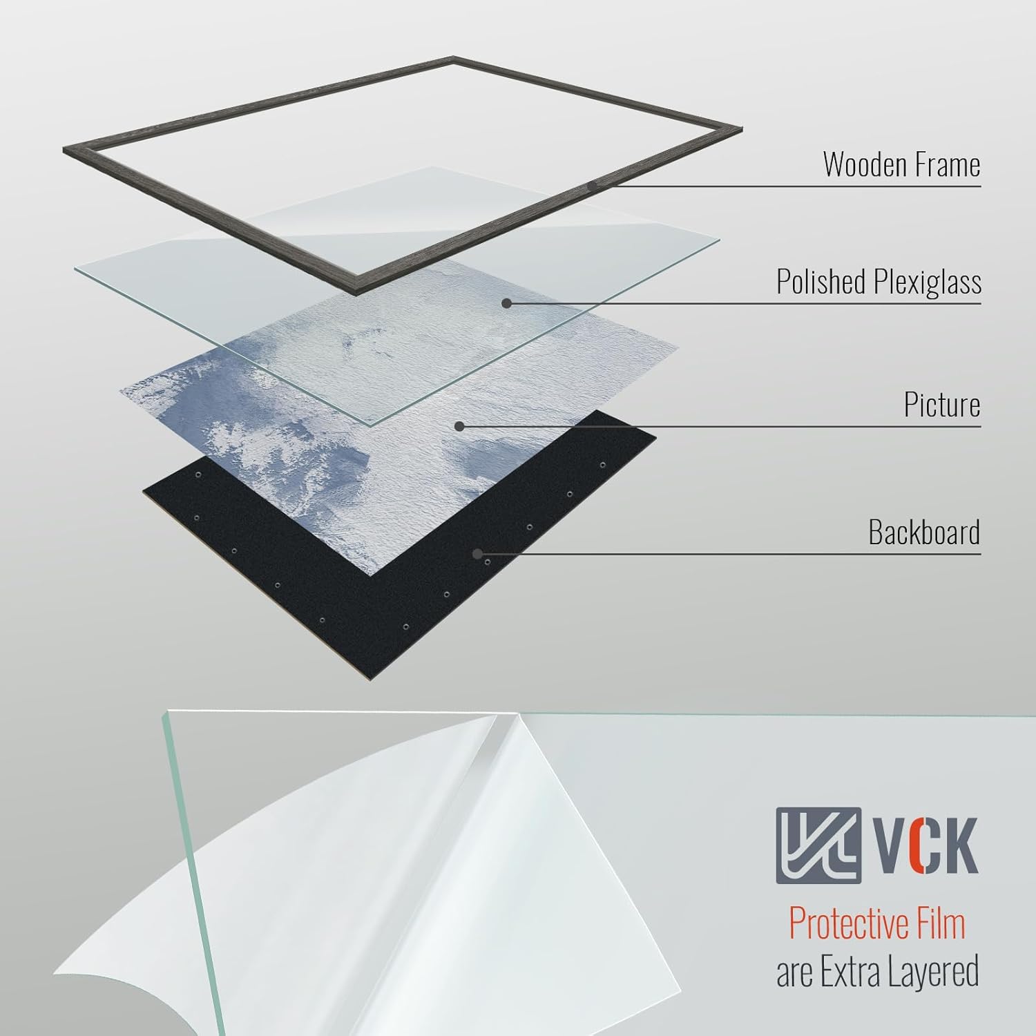 VCK 27x40 Poster Frame Gray 4 Pack, Wide Thick Wood Border, for Prints | Exclusive Woodgrain, Wall Hanging, HD