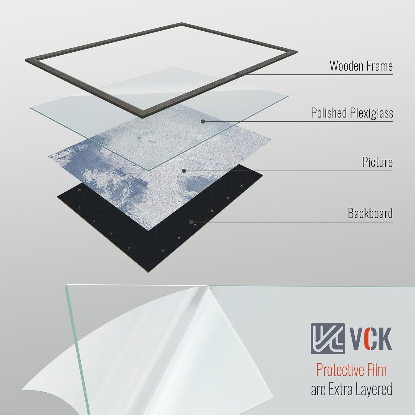 VCK 24x36 Poster Frame Gray 4 Pack, Wide Thick Wood Border, for Prints | Exclusive Woodgrain, Wall Hanging, HD
