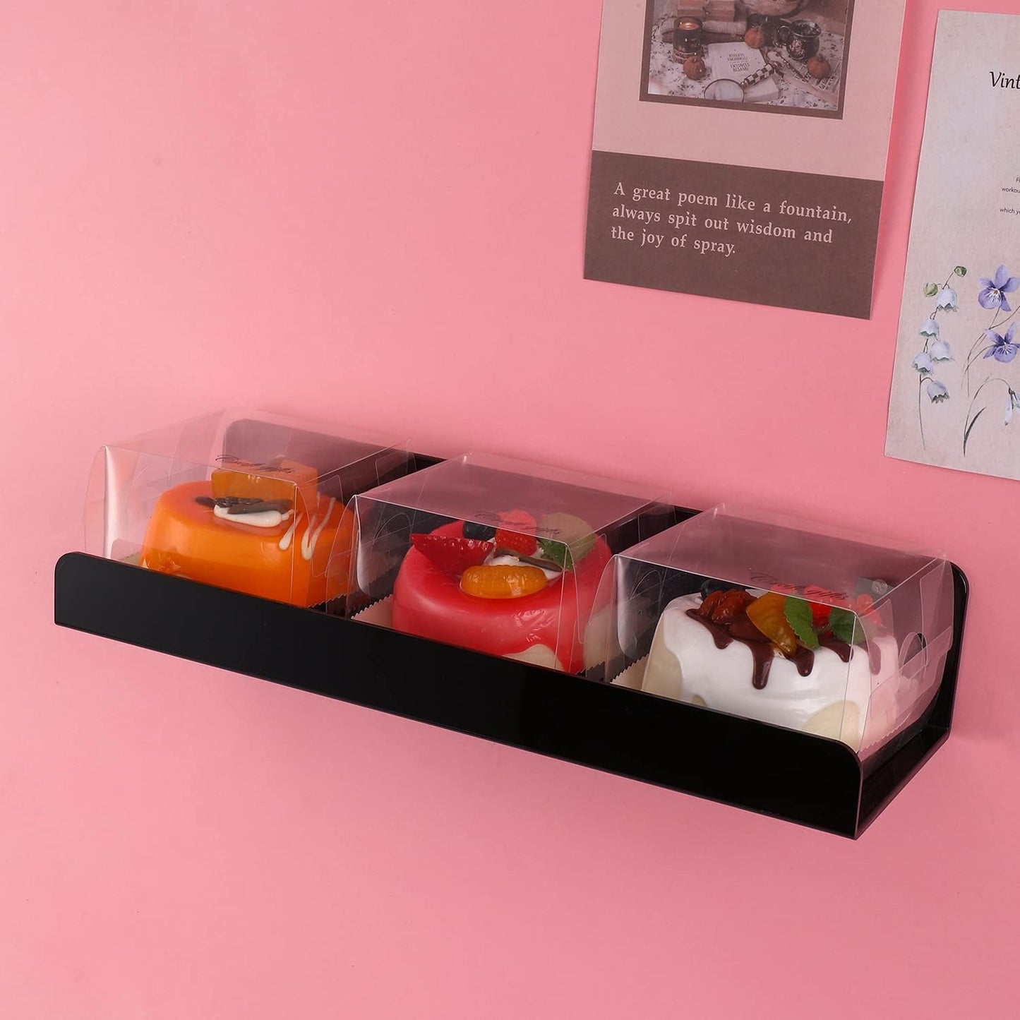 Sooyee 6 Pack Black Floating Shelves, 15 Inch Acrylic Shelves, Wall Mounted Bookshelf, Invisible Picture Ledge Display