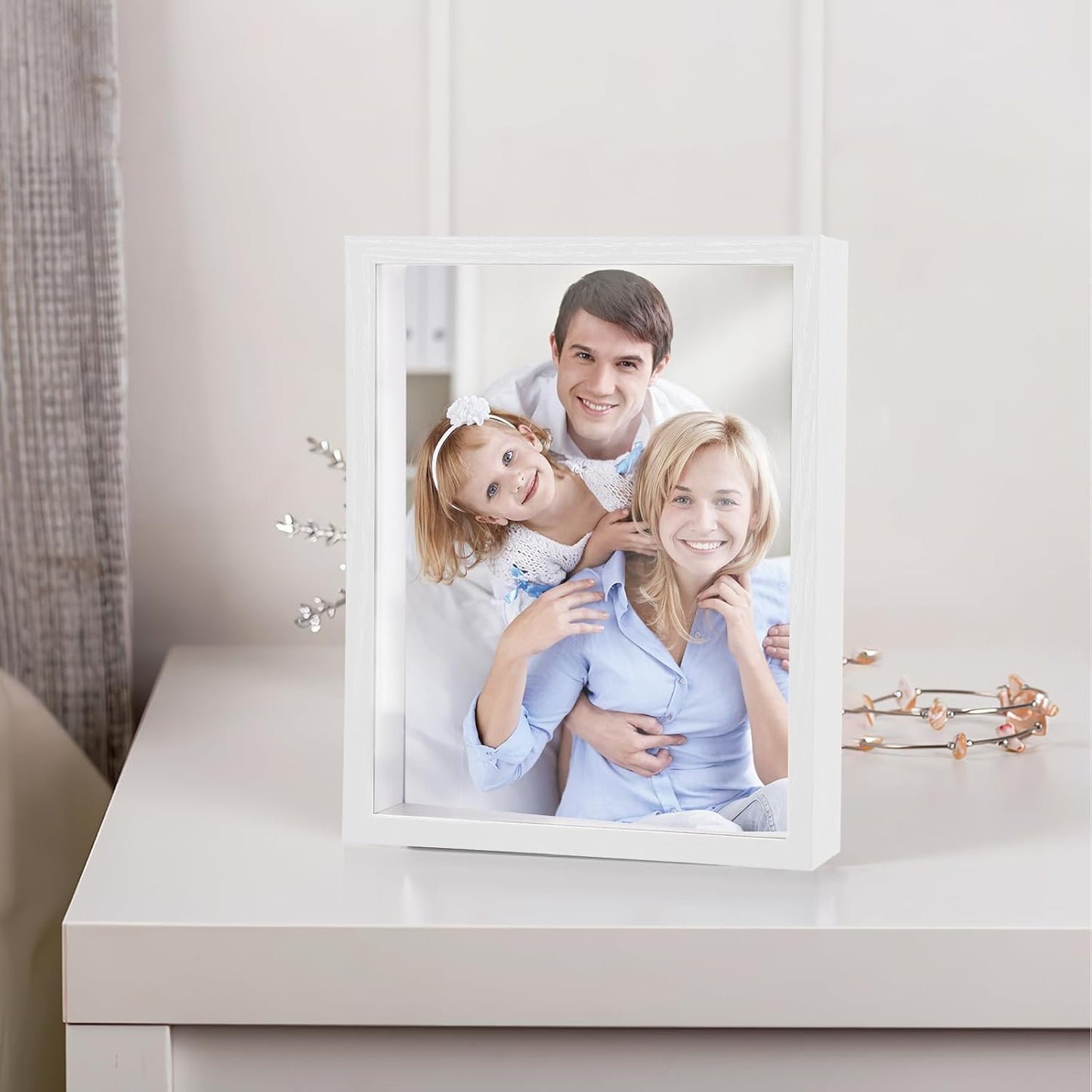Shadow Box Frame 8x10 - 3 Pack Wood Deep Shadowbox with Glass | Shadow Boxes Display Cases Suitable for Photos, Dried