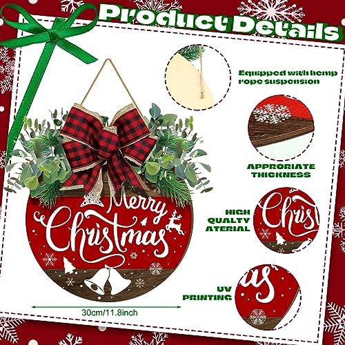 Boao Christmas Door Decorations Wooden Merry Christmas Front Door Sign