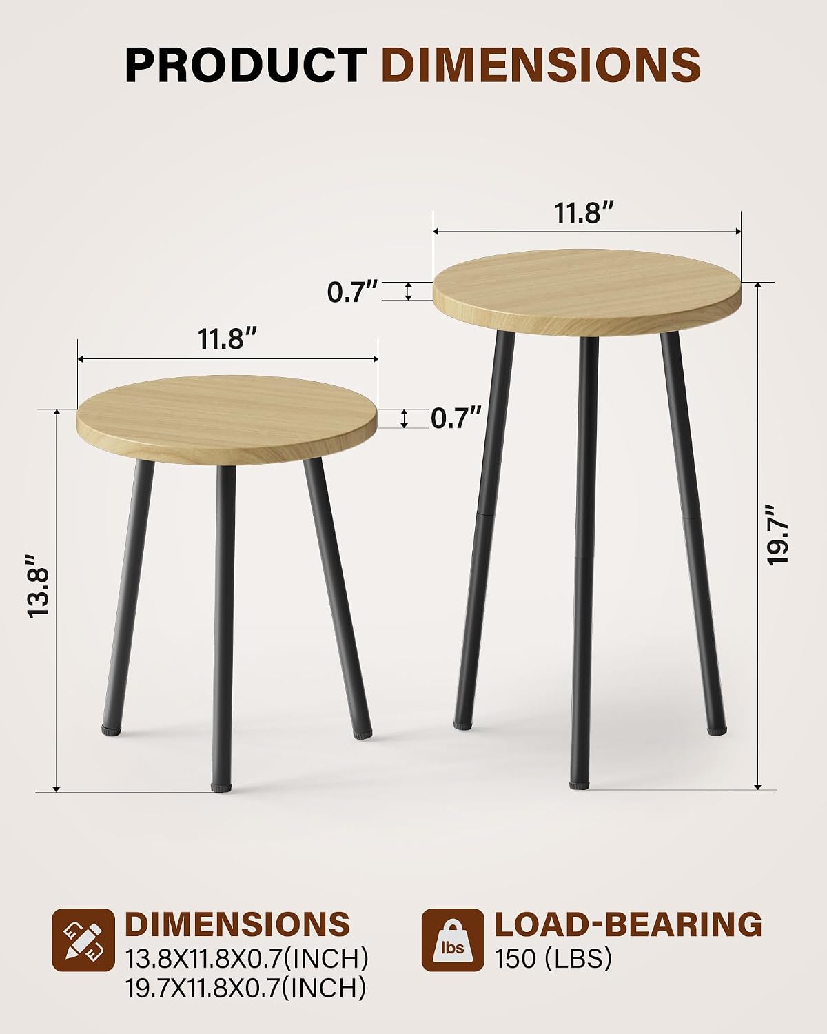 Plant Stand Indoor Tall: Wood Plant Stand 2 Pack Mid Century Modern Decor | Small Round Plant Table for Indoor Plants