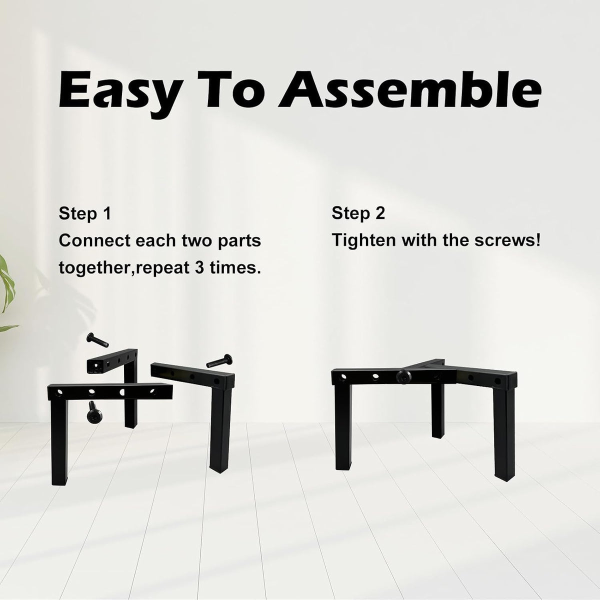 4 Pcs Three Legs Adjustable Metal Plant Stand for 5"-10" Plant Pot – Indoor & Outdoor (Black, 4 Pack)