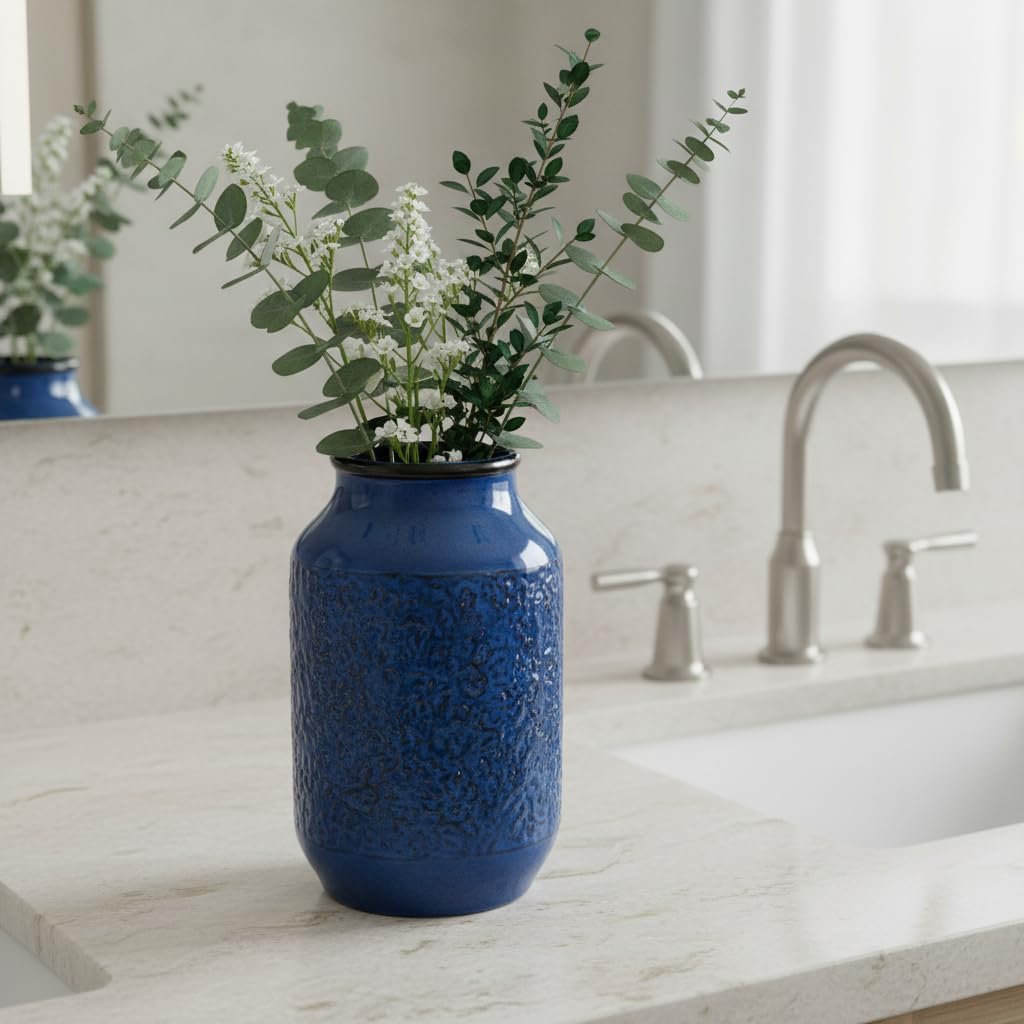 Ceramic Flower Vase / Blue - 2 / 9 Inch