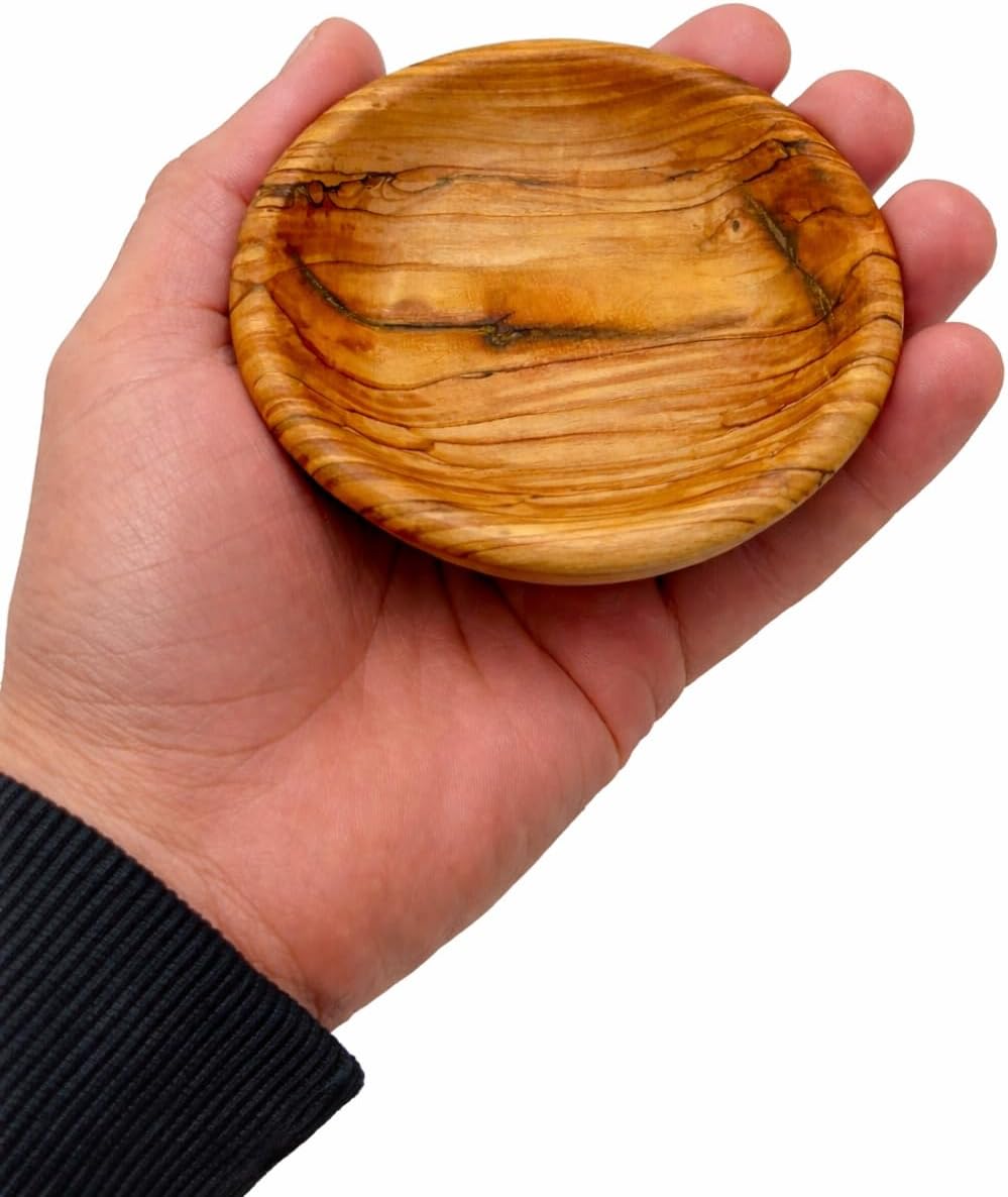 Very Small Handcrafted Wooden Dish for Food / 3.7 Inch