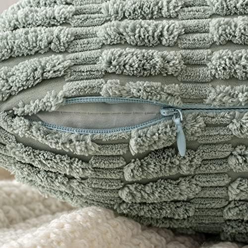 MIULEE Euro Sham Corduroy Decorative Throw Pillow Covers 24x24 Grey Green