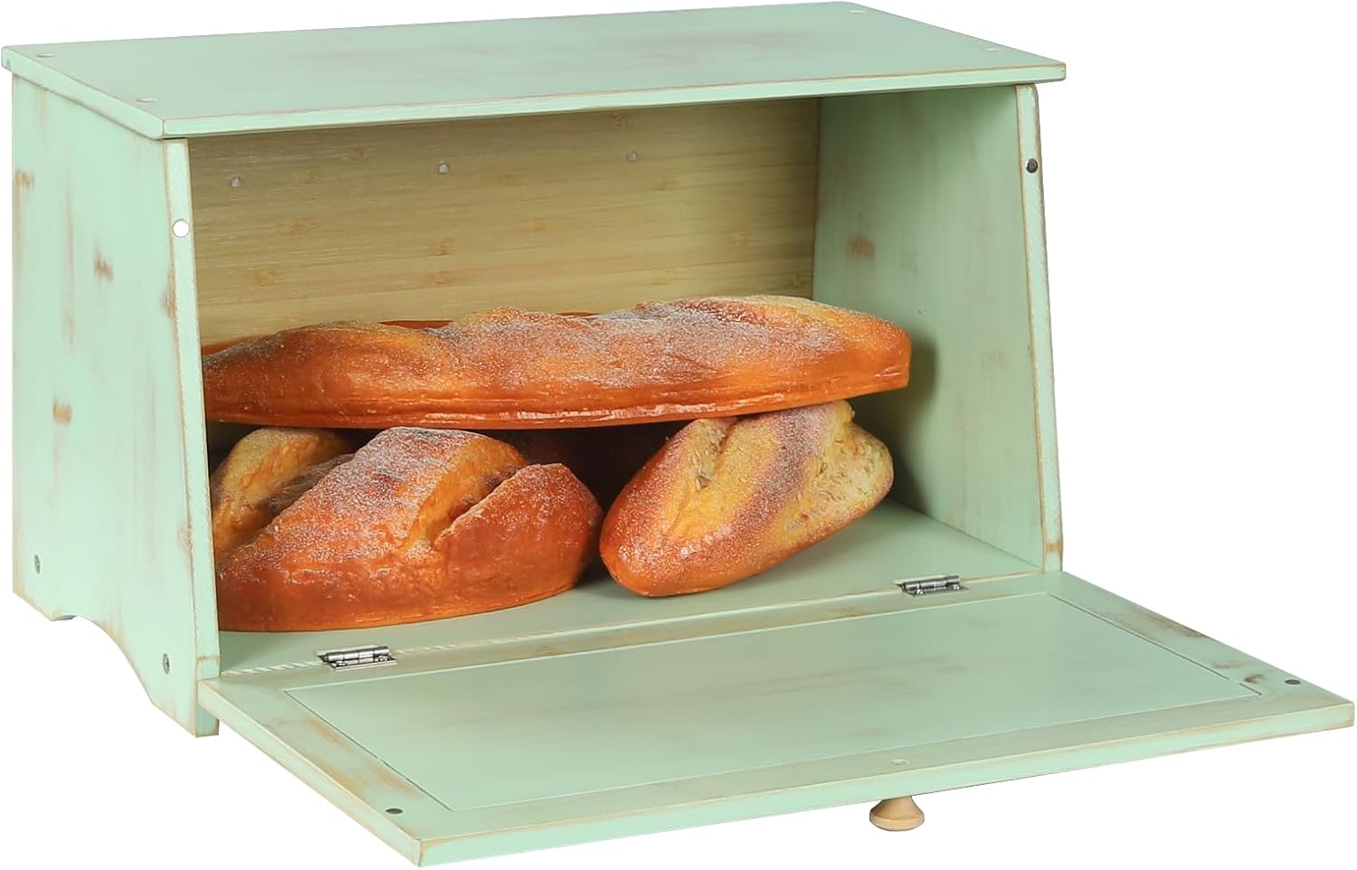 HOMEKOKO Large Wood Bread Box for Kitchen Counter, Retro Design Single Layer Bamboo Large Capacity Food Storage Bin