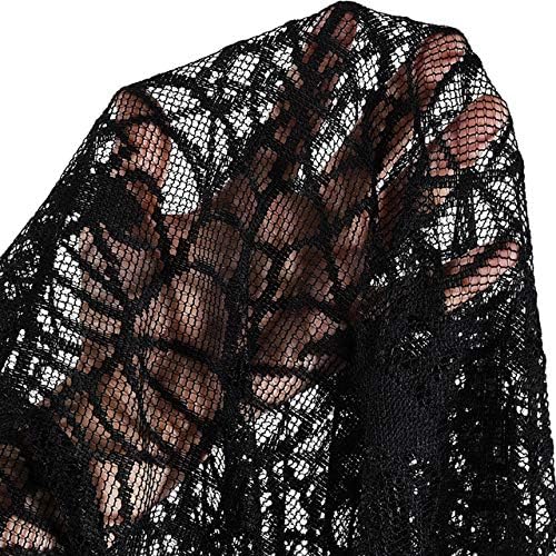 Halloween Tablecloth Rectangular 52" x 70" Cobweb Table Cloth, Black Lace
