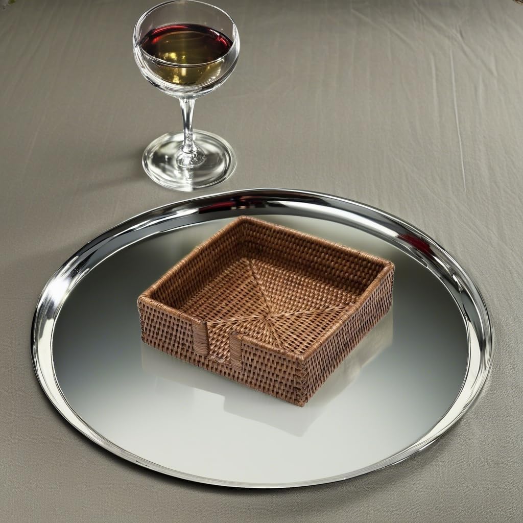 Rattan Napkin Holder in Dark Brown / Luncheon / Natural