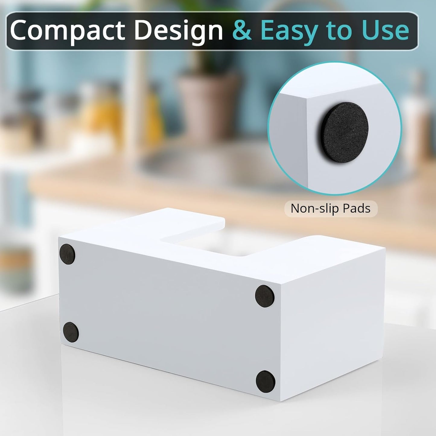 Paper Towel Dispenser Countertop, Wooden Bathroom Paper Towel Holder, White Napkin Holder for Kitchen, Countertop