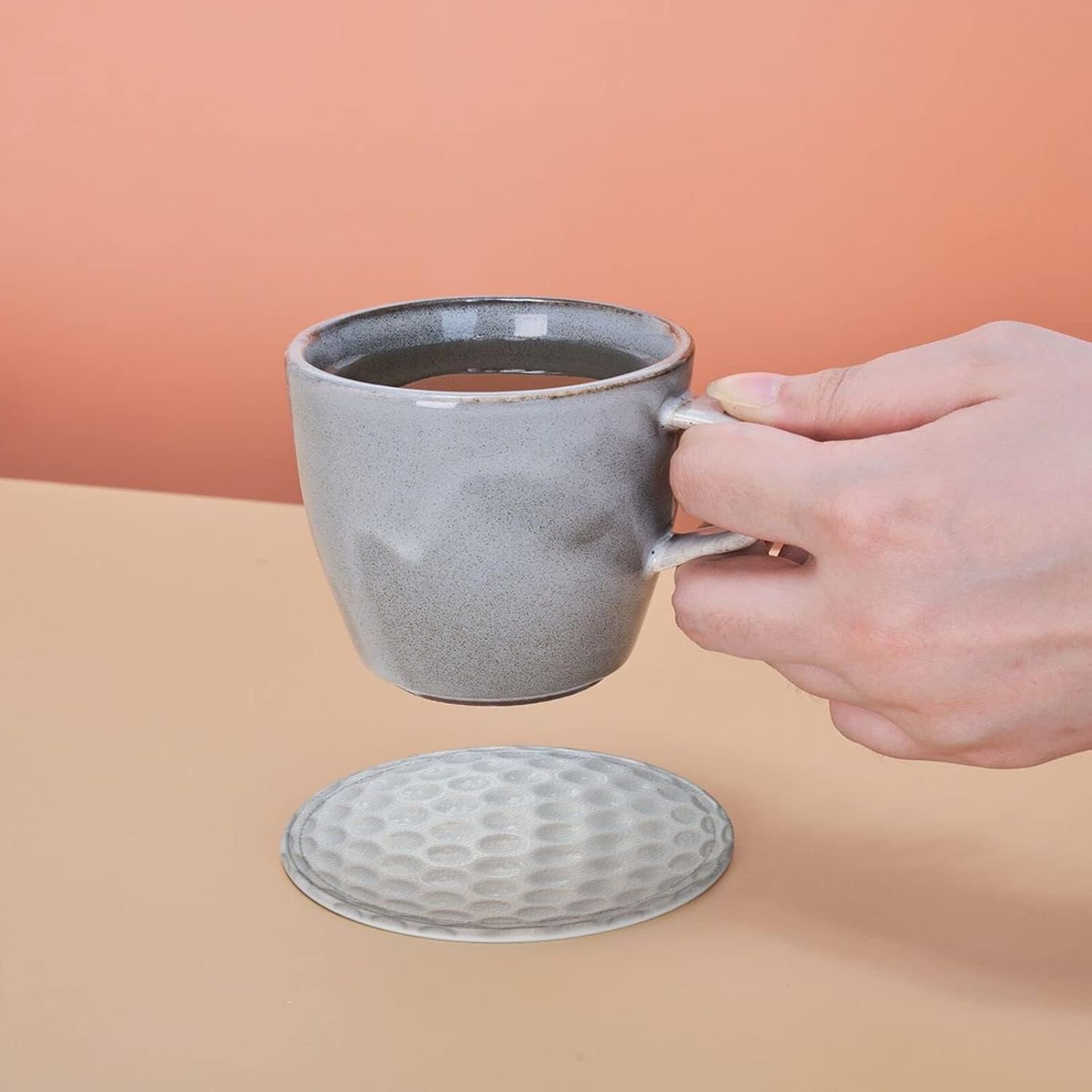 Holder Round Leather Coasters Cups Mugs Mat Pad / White / Set of 6