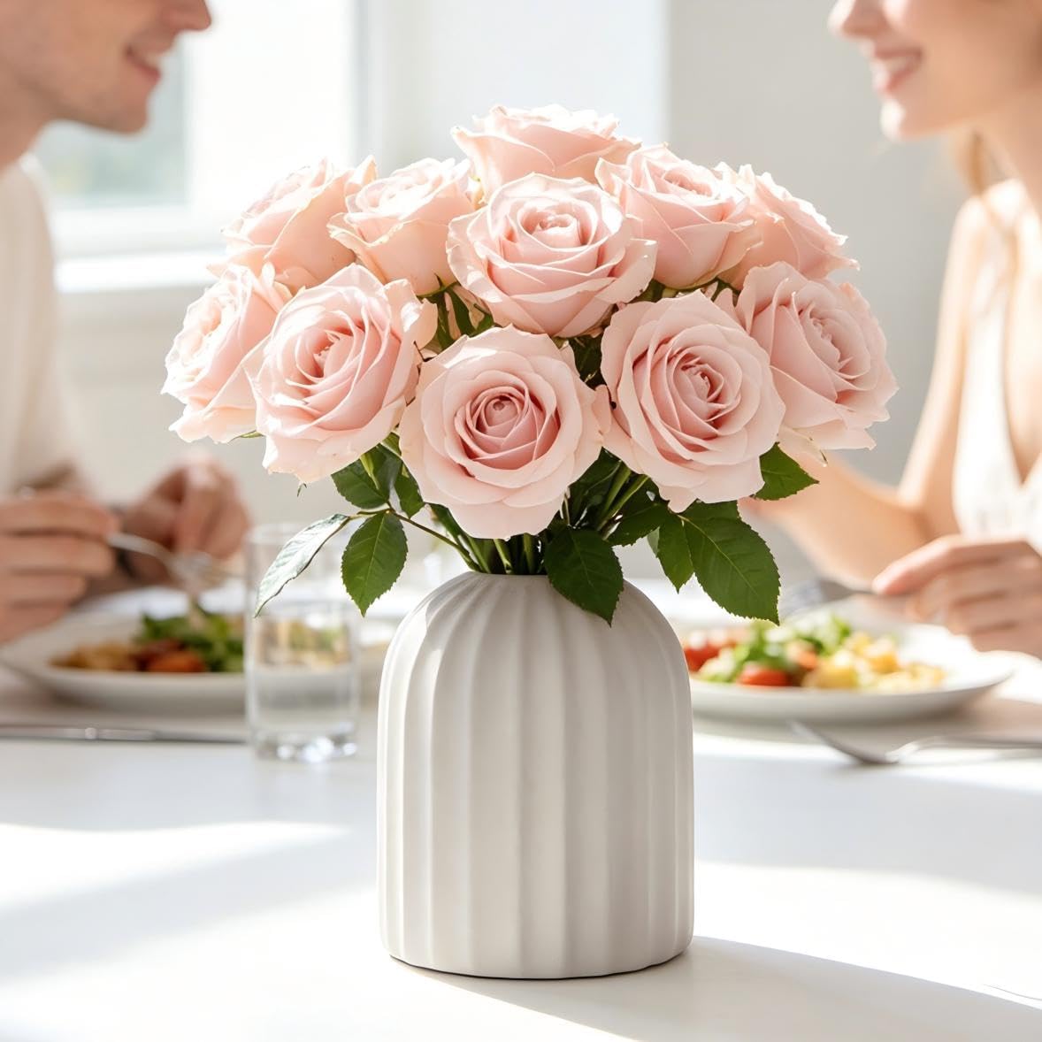 Ceramic Flower Vase Home Decor / White-v25 / 3.7 Inch