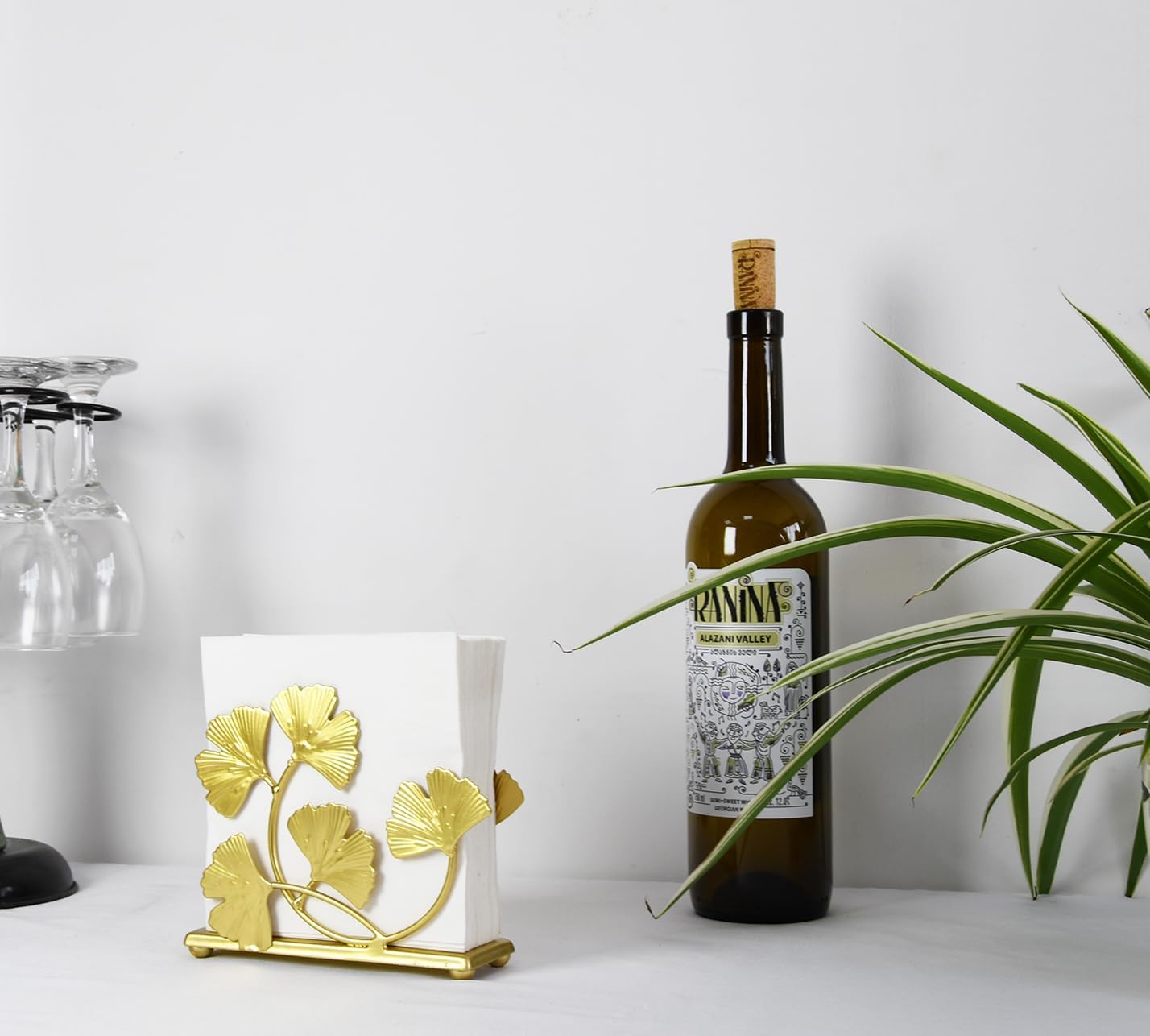Elegant Ginkgo Leaf Napkin Holder / Gold