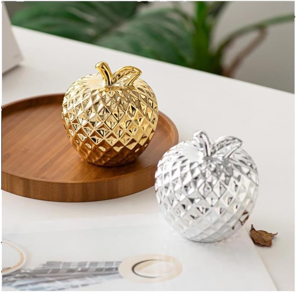 Ceramic Fruit Ornament Artificial Fruit Statue Decorative Fruit Figurine Portable Table / Silver
