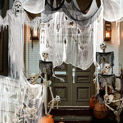 Xgunion Creepy Cloth - 315x87 inch Spooky Gauze for Halloween Party Supplies, Indoor/Outdoor Haunted Houses (White)