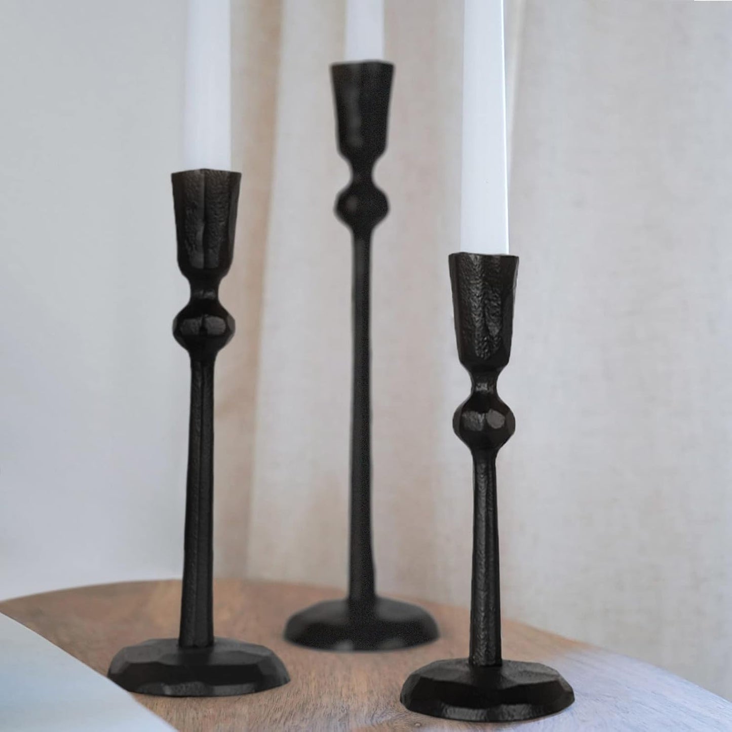 Iron Taper Candle Holder - Set of 3 Decorative Candle Stand | Candlestick Holder for Wedding, Dinning, Party