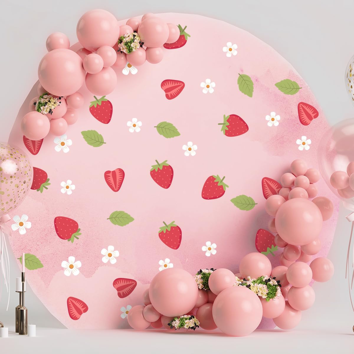 Strawberry and Flower Stickers / L / White