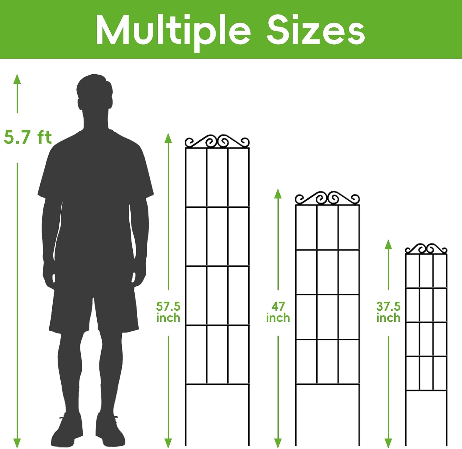 ARIFARO 4Pack 47'' Metal Garden Trellis for Climbing Plants Outdoor | Thicken Steel Trellis, For Indoor/Outdoor