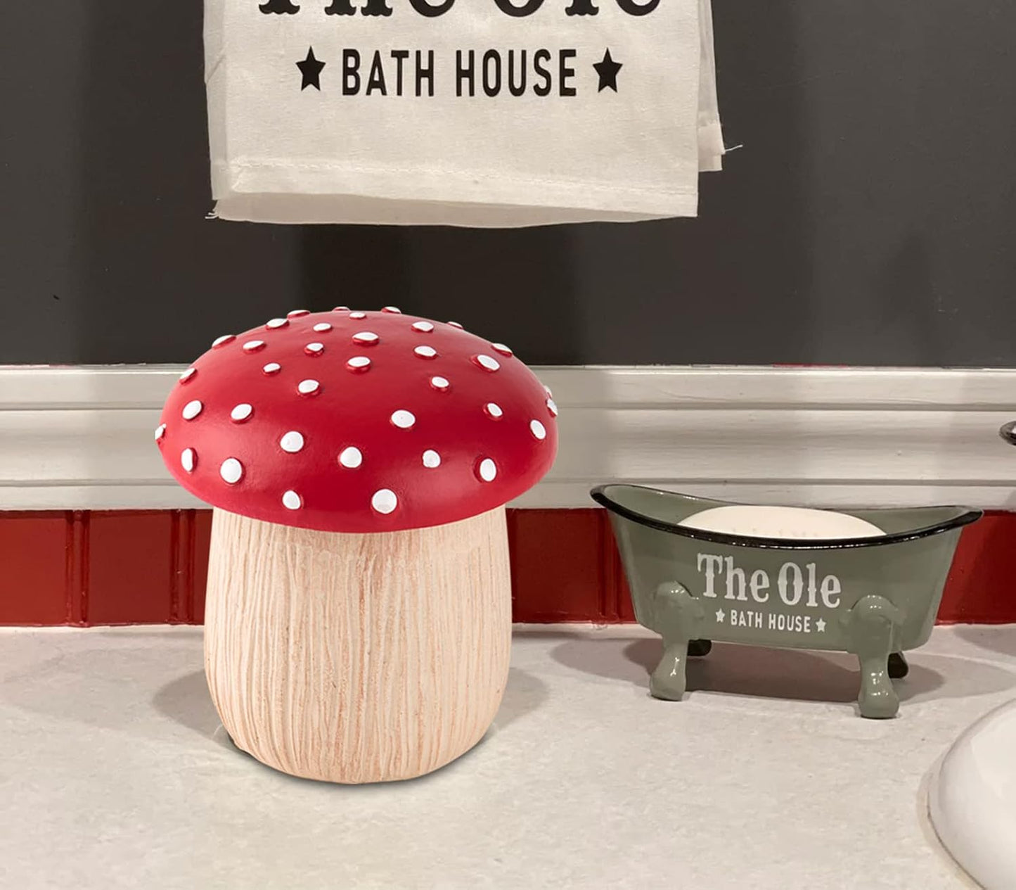 Qtip Holder Mushroom Cotton Ball Holder Cotton Swab Holder Qtip Dispenser Bathroom Cotton / Set of 2