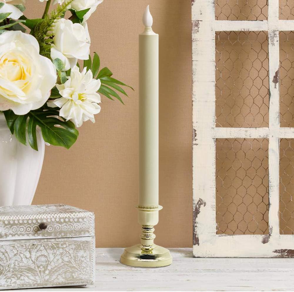 6 Pack Flameless Window Candles Battery Operated with Remote Timer | LED Taper Candle with Gold Holders, Suction Cups
