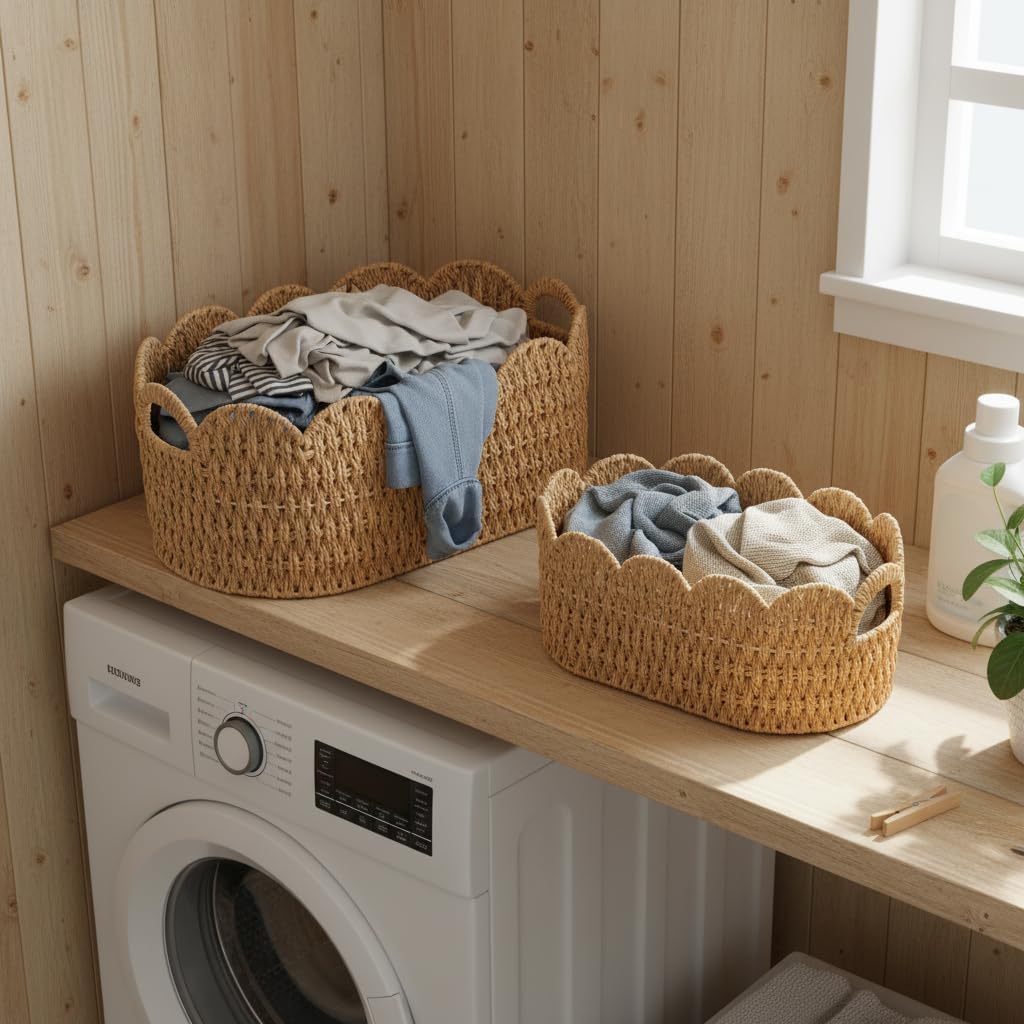 Woven Storage Baskets / Natural / Set of 2