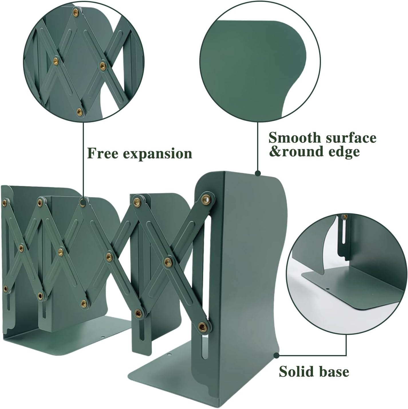 Metal Bookend for Heavy Books / Green