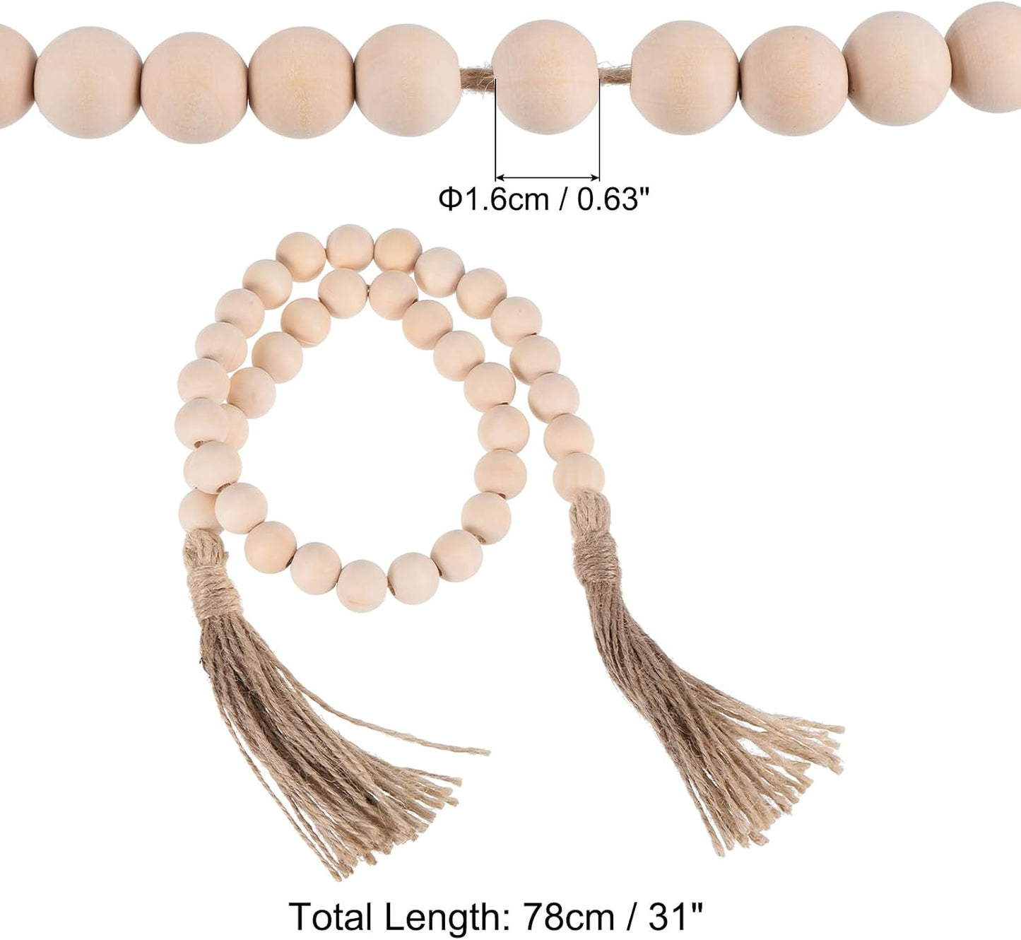 Wood Bead Garland Home Decor / Burlywood / 31 Inch