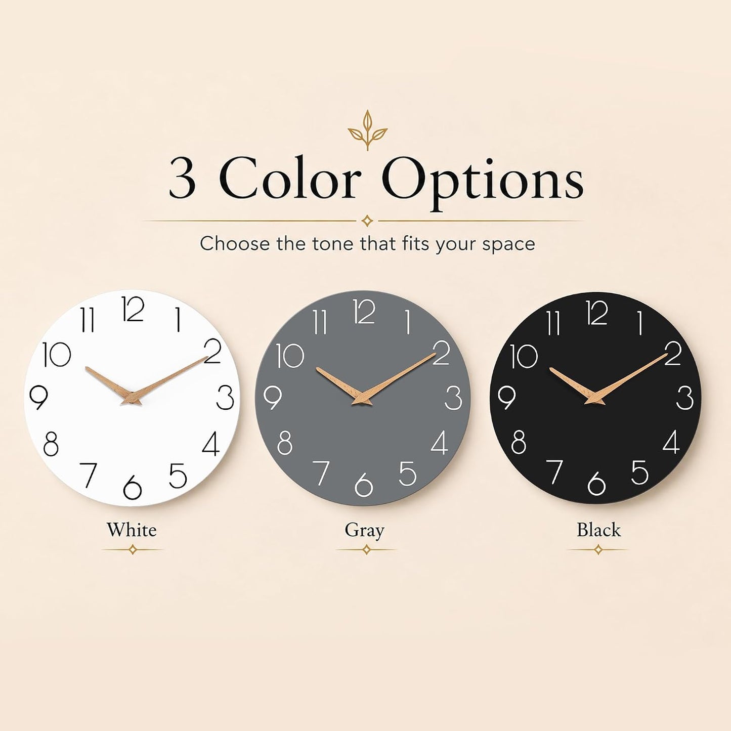 cicininc 10 Inch Battery Operated Wall Clock, Silent Analog, White | Living Room | Kitchen | Office | Bathroom | Modern