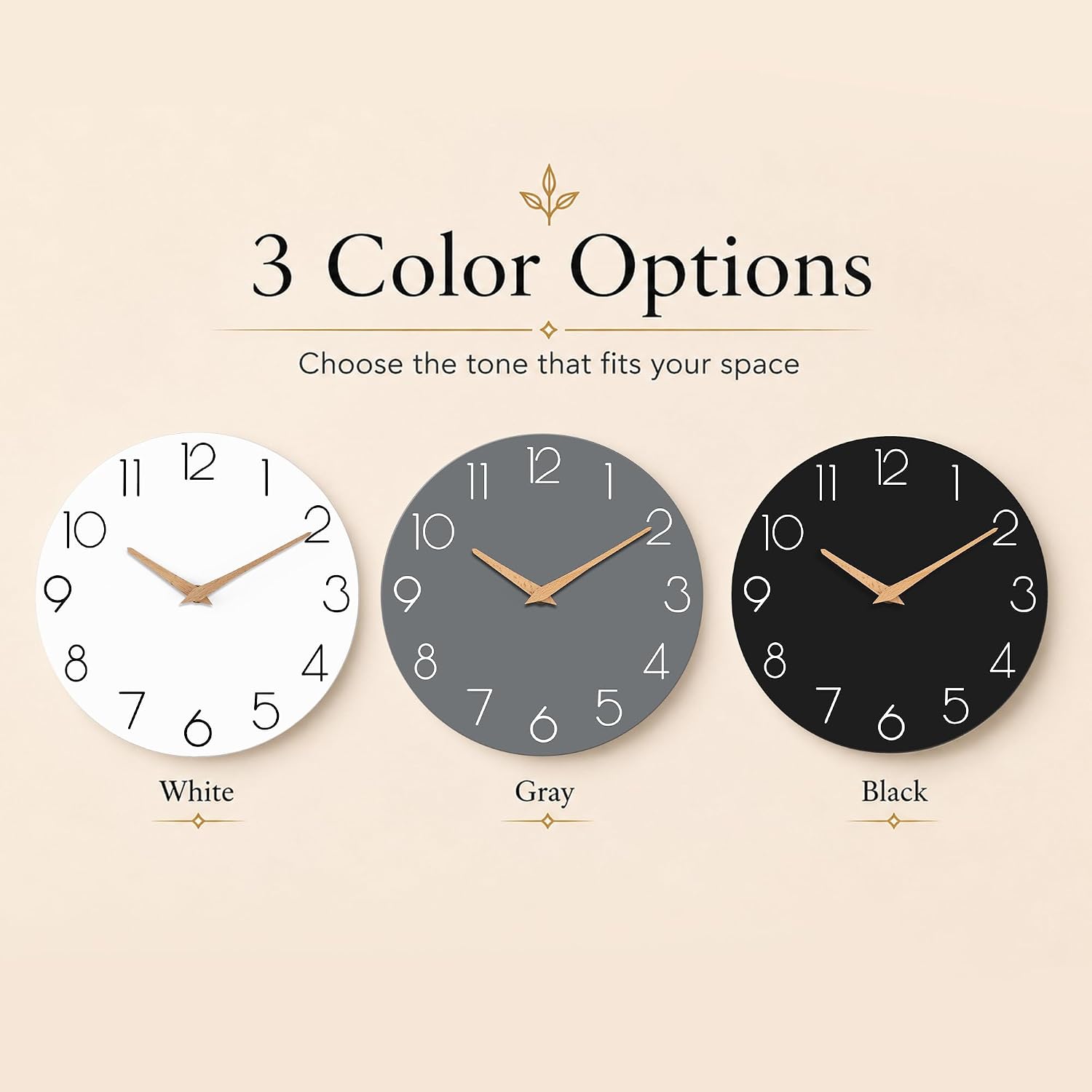 cicininc 10 Inch Battery Operated Wall Clock, Silent Analog, White | Living Room | Kitchen | Office | Bathroom | Modern