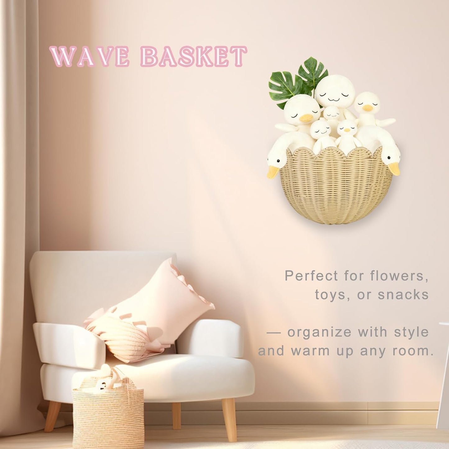 in.Hand-woven by of intangible cultural Rattan Hanging Basket Woven / 15.7 x 10 x 8 / Set of 2