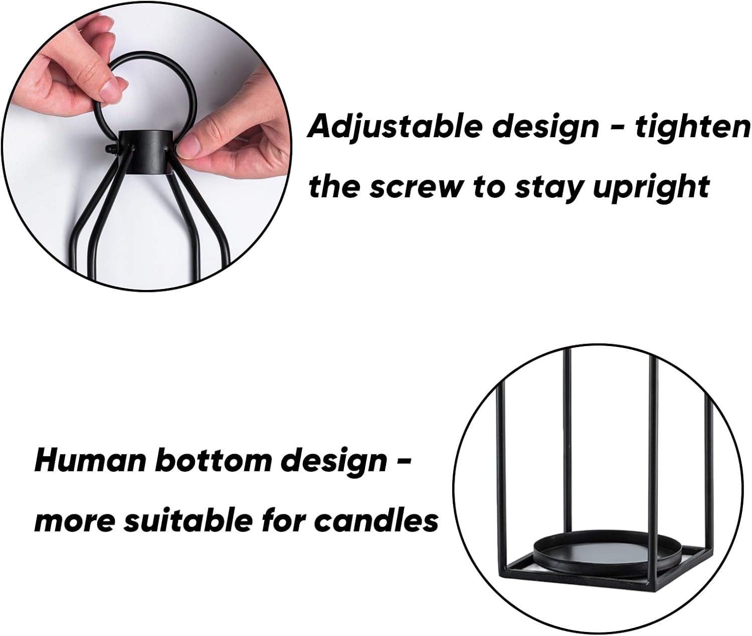 Homemory Modern Farmhouse Black Metal Lanterns 2PCS with Flameless Candle | Waterproof Lantern Design Outdoor Indoor