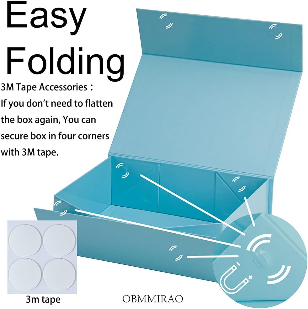 Foldable Magnetic Gift Boxes / Blue / 13 x 9 x 4 / Set of 5