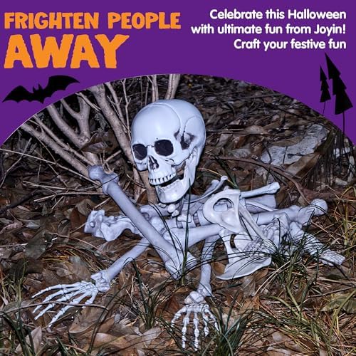 JOYIN 28 PCS Halloween Decorations Skeleton Bones and Skull Kit, Indoor Outdoor Decorations Plastic Bones Scary for Spooky Graveyard Haunted House Lawn Yard Party Decor