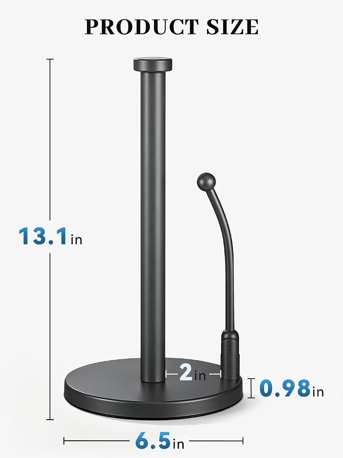 SMARTAKE Paper Towel Holder Countertop, Non-Slip Weighted Base, Gray | Freestanding Kitchen Roll Dispenser, Rustproof