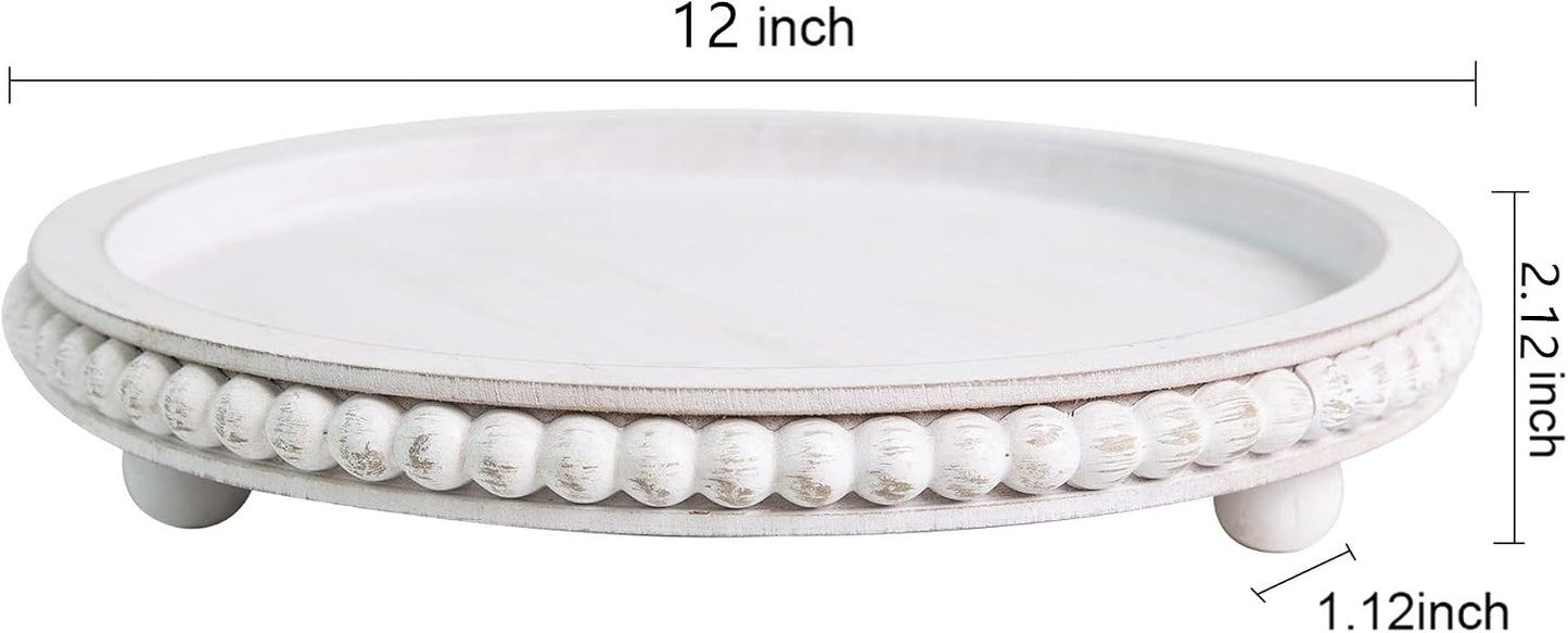 HPC Decor Round Wood Tray / 12inch Round White / 12 Inch