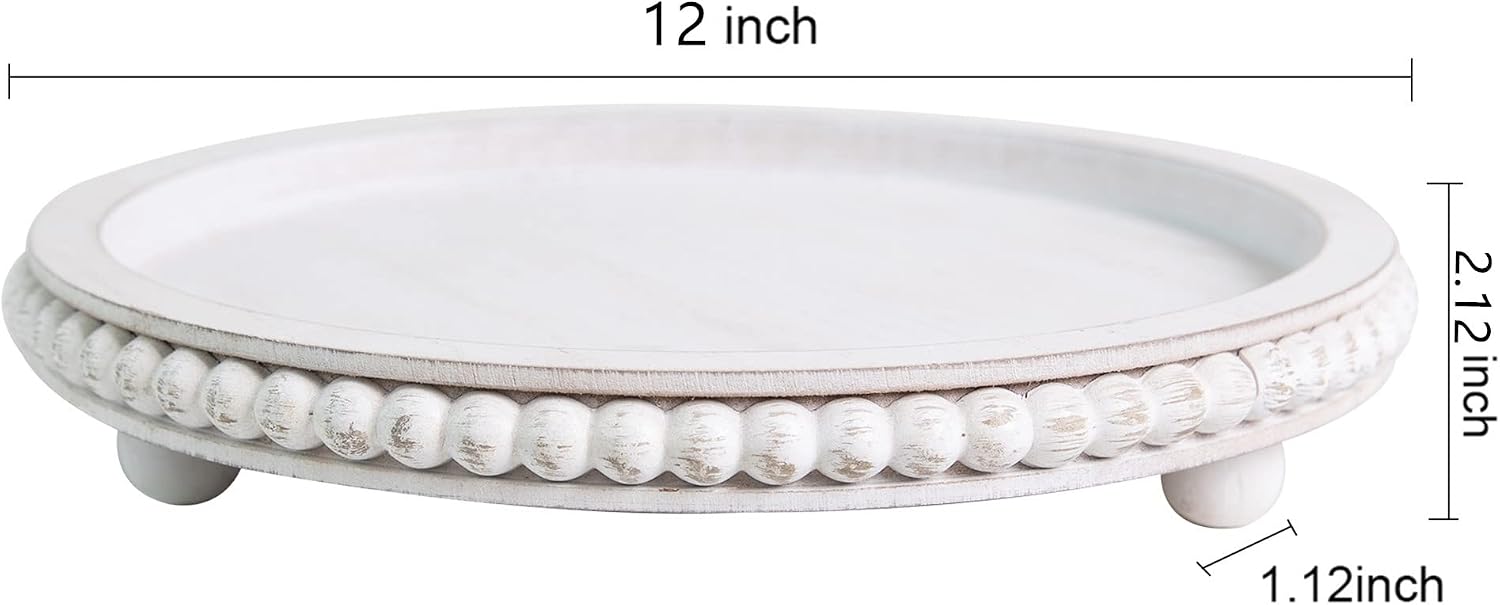HPC Decor Round Wood Tray / 12inch Round White / 12 Inch