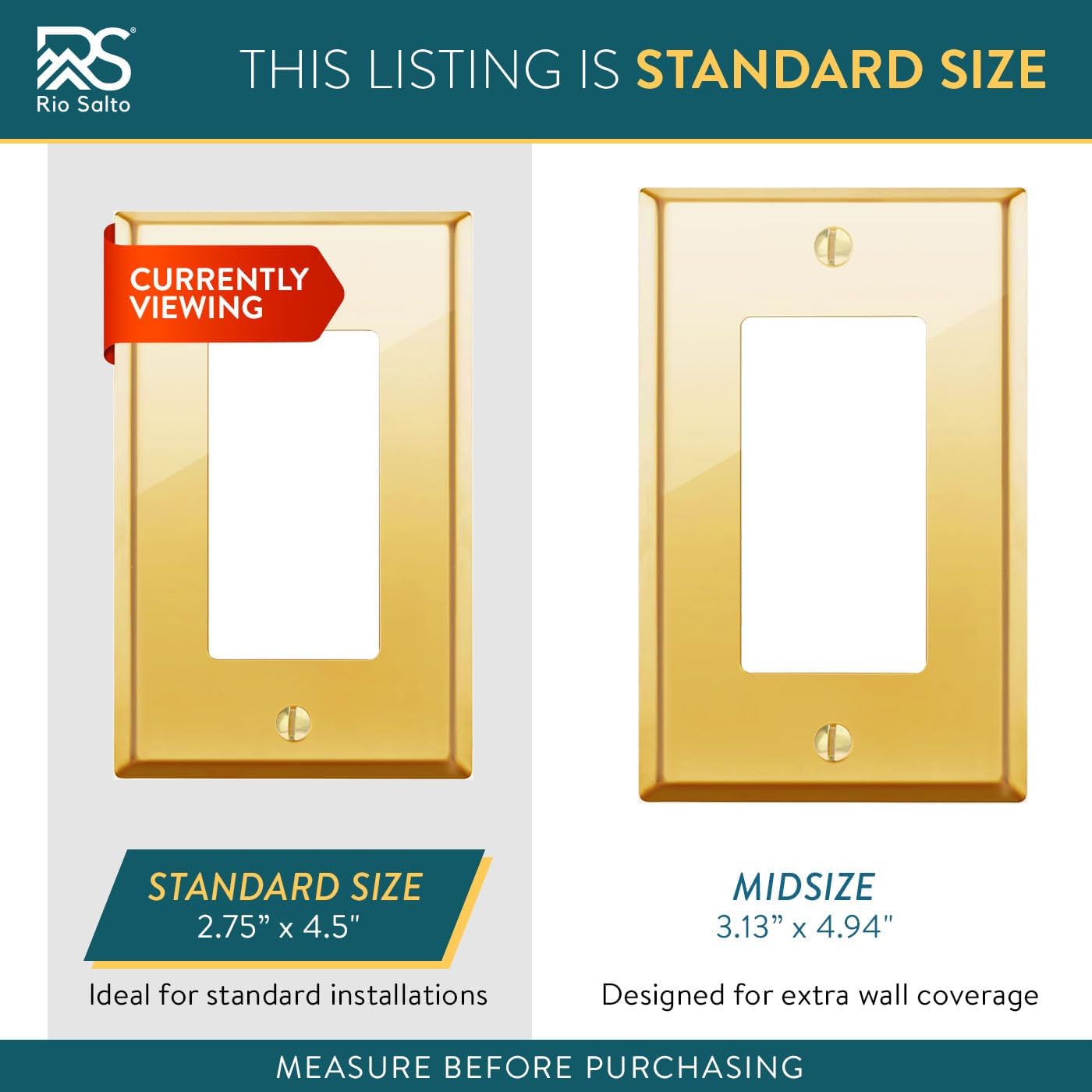 Rio Salto BRASS High Polished Gold Single Rocker Decorator Light Switch Cover – Signature Collection Premium Outlet